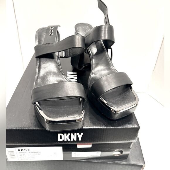 DKNY Bibiana Slingback Platform Sandals Ankle-Strap Block Heel, pumps, shoes 11 - Picture 7 of 11